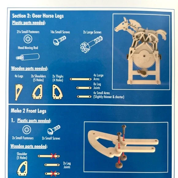 NEW Auto Motion Gear Horse Kit Kids Wood Toy Build Yourself Scientific Exploror - Picture 8 of 14